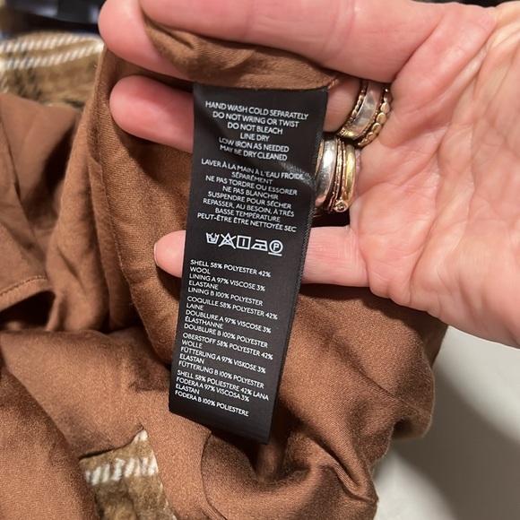 By Anthropologie Strapless Belted Midi Length Dress in Tan and Brown Plaid US6 - Picture 13 of 15